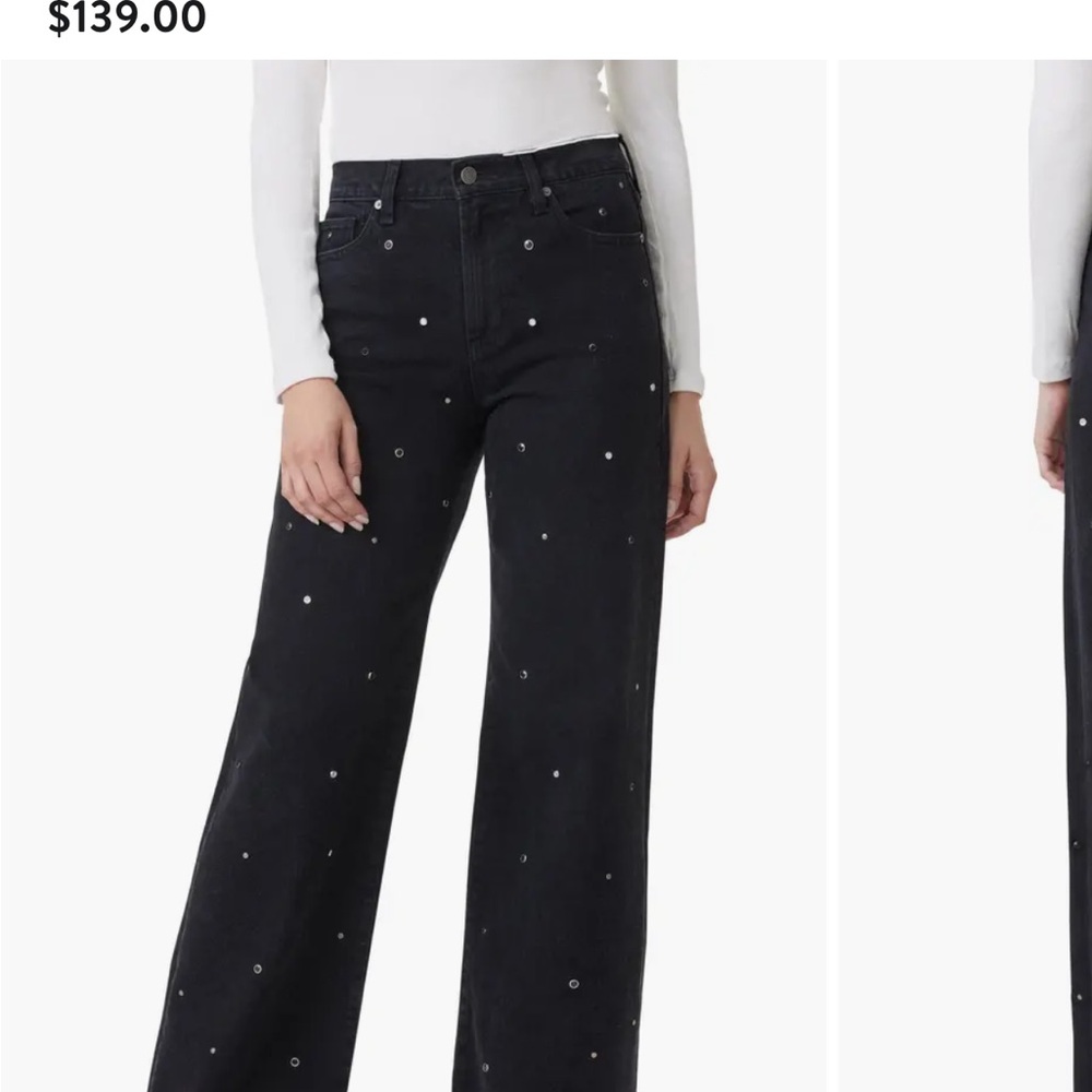 Habitual Black Flare Wide Leg Jeans with Rhinestone Embellishments